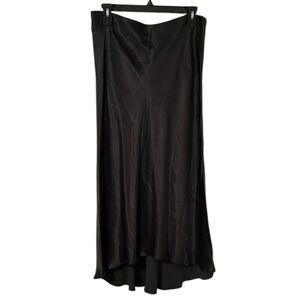 MNG Suit Women's Black/Dark Forest Green Silky Flowy High Low Maxi Skirt Size‎ M